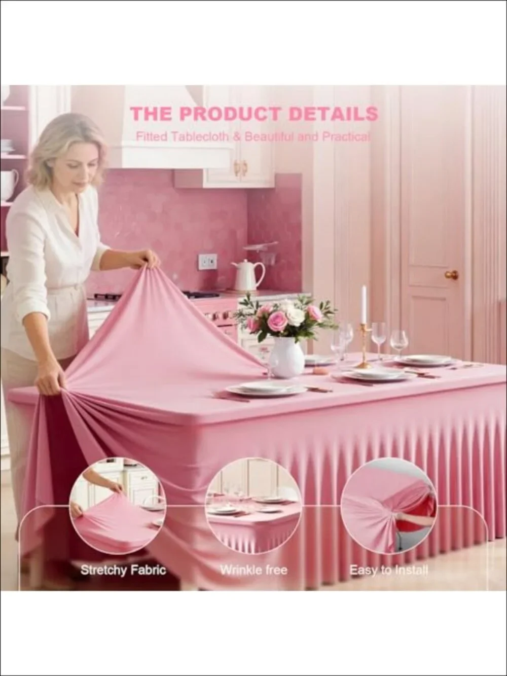 Spandex Tablecloth 6 Ft Rectangle Stretch Fitted Cover Skirt